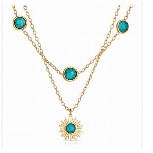 Celestial Beauty Sunburst Layered Necklace 18K Gold Plated